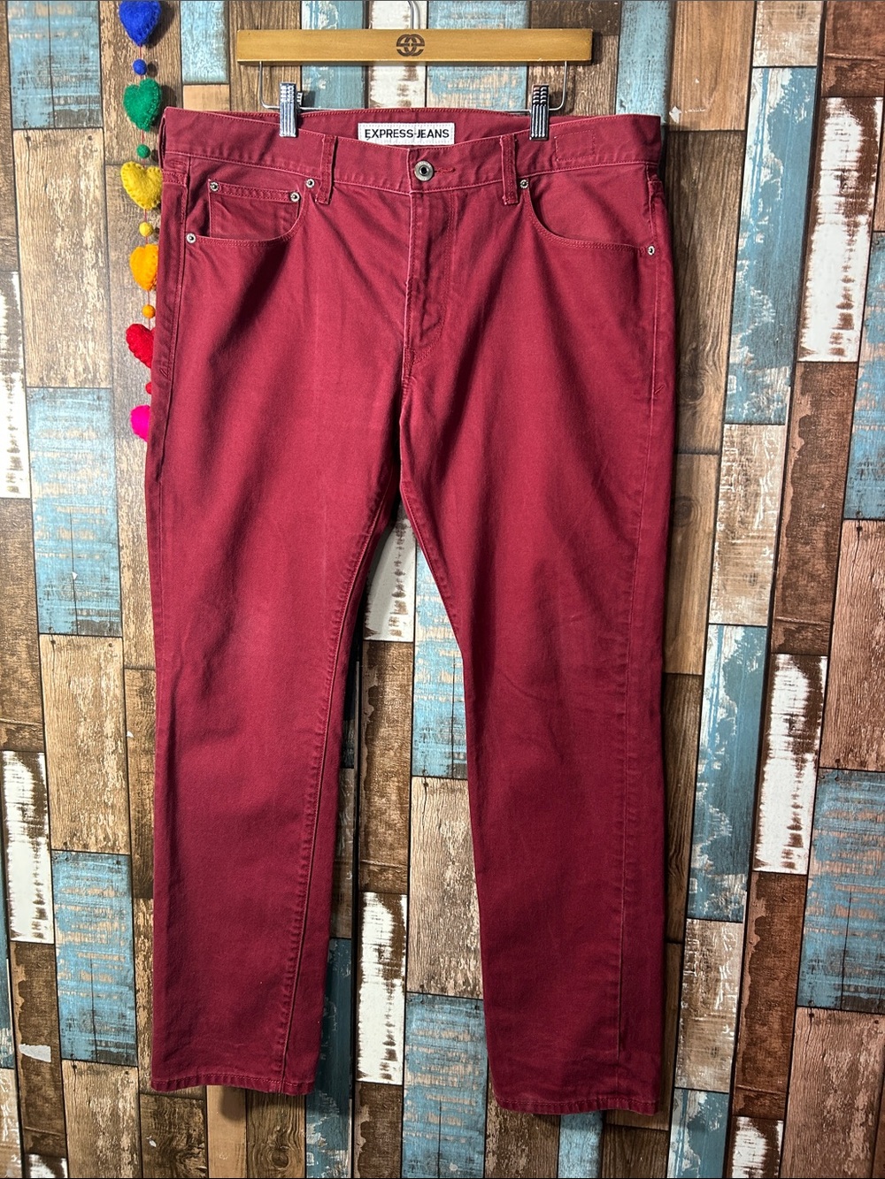 Express Jeans Men's Burgundy Slim Pants